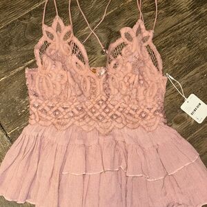 NWT Intimately Free People Winding Road Dusty Rose  Lace Tank Top Size Small